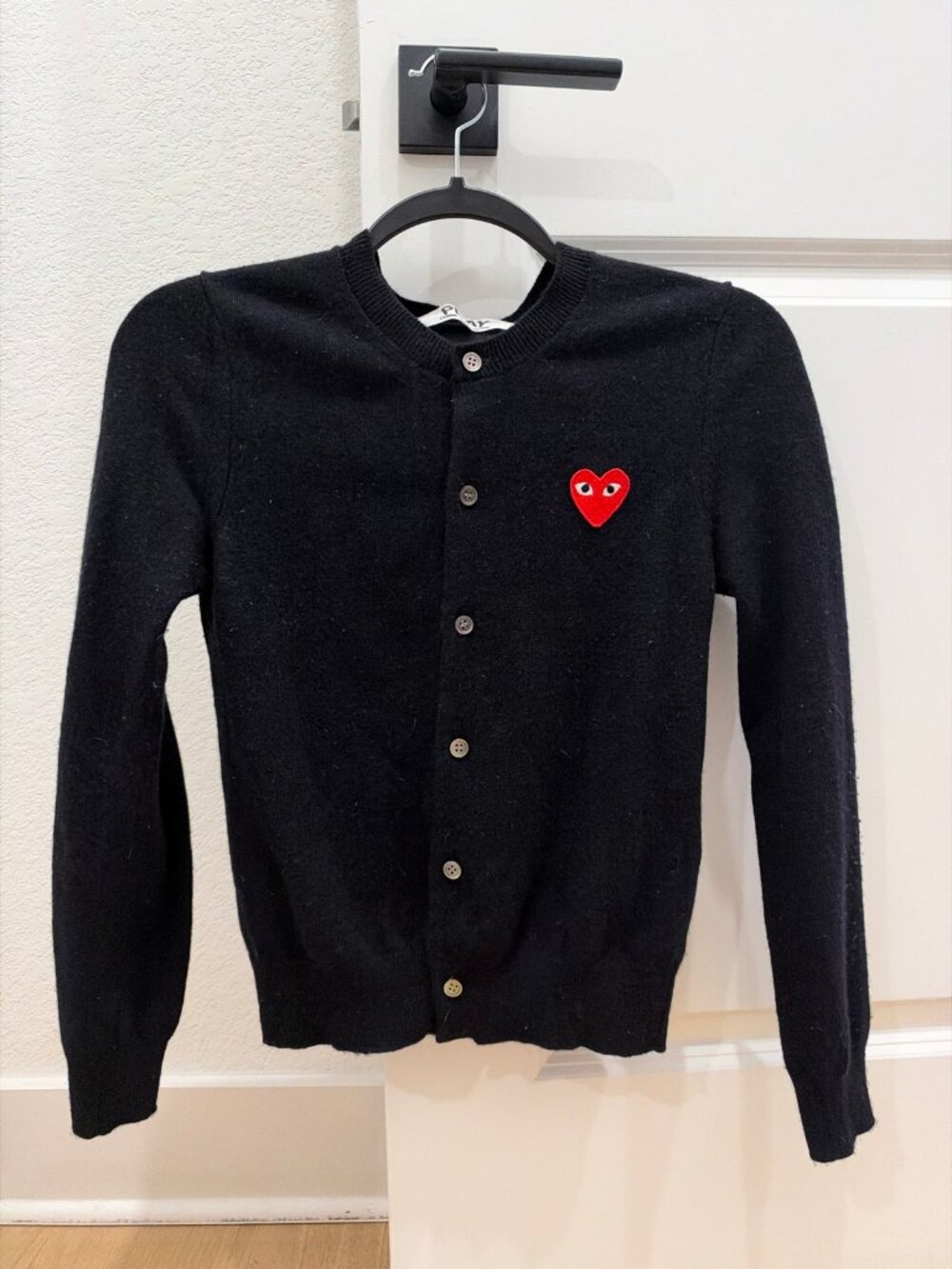 PLAY Comme des Garçons Heart Cardigan, Women's S, Black
